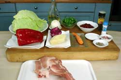 Ingredientes para el bortsh